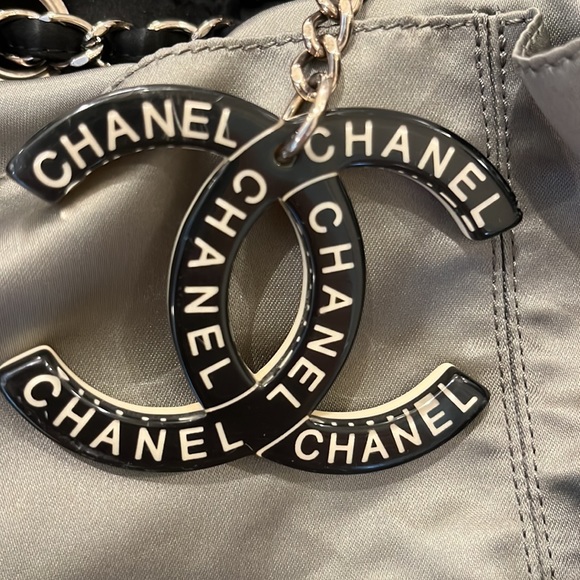 Authentic CHANEL Melrose Coco Cabas Chain Drawstring Satin Shoulder Bag - Picture 15 of 16